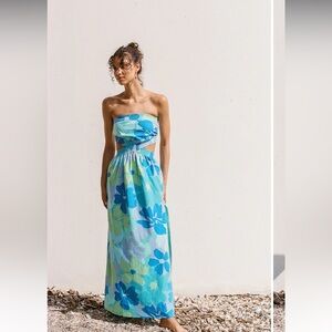 Sabo Skirt Blue Strapless Dress